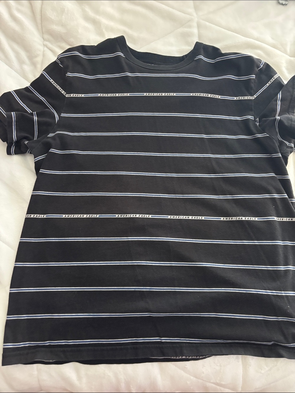 American Eagle Outfitters Black Tee with White Pinstripes